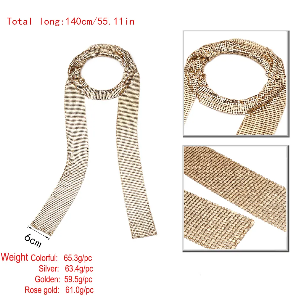 Punk Statement Aluminium Alloy Sequins Pendant Long Choker Necklace Pendant Neck Collar Necklaces for Women Fashion Jewelry