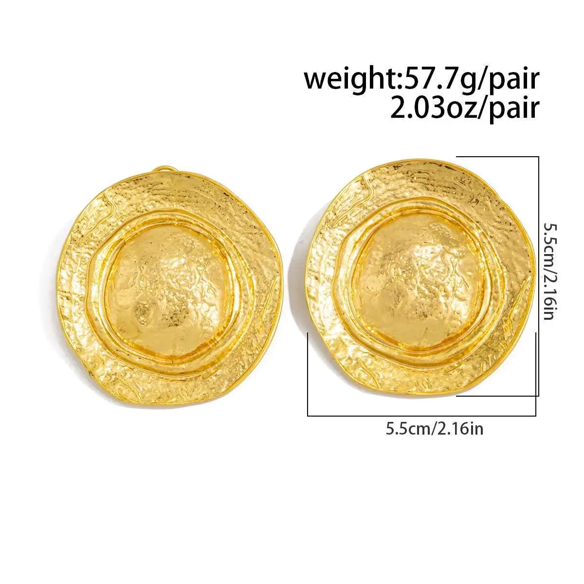 Ingemark Exquisite Trendy Large Round Hat Stud Earrings Vintage Elegant Gold Color Earrings Engagement Birthday Party Jewelry
