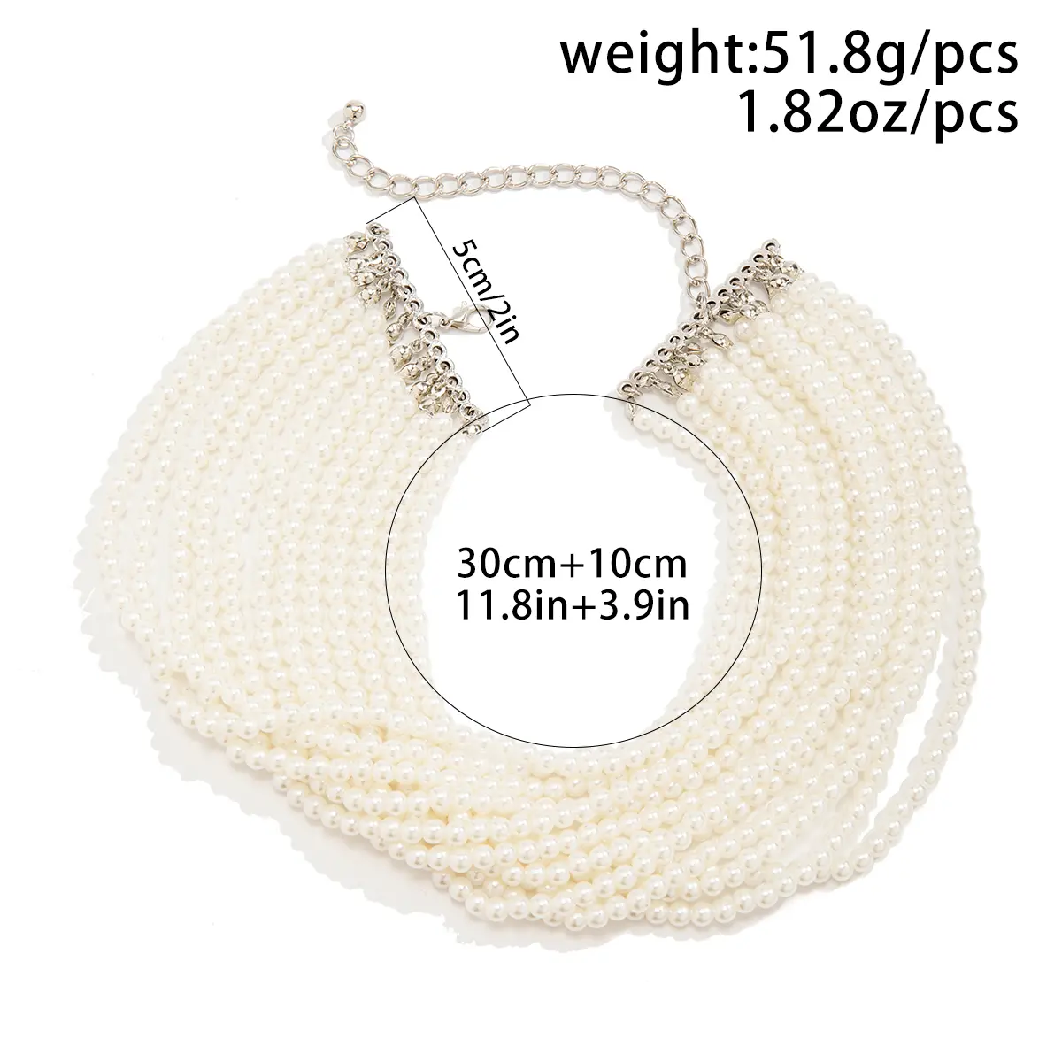 Multilayer Elegant Imitation Pearl Chunky Beads Chain Necklace for Women Wedding Bridal Goth Clavicle Choker Neck Accessories