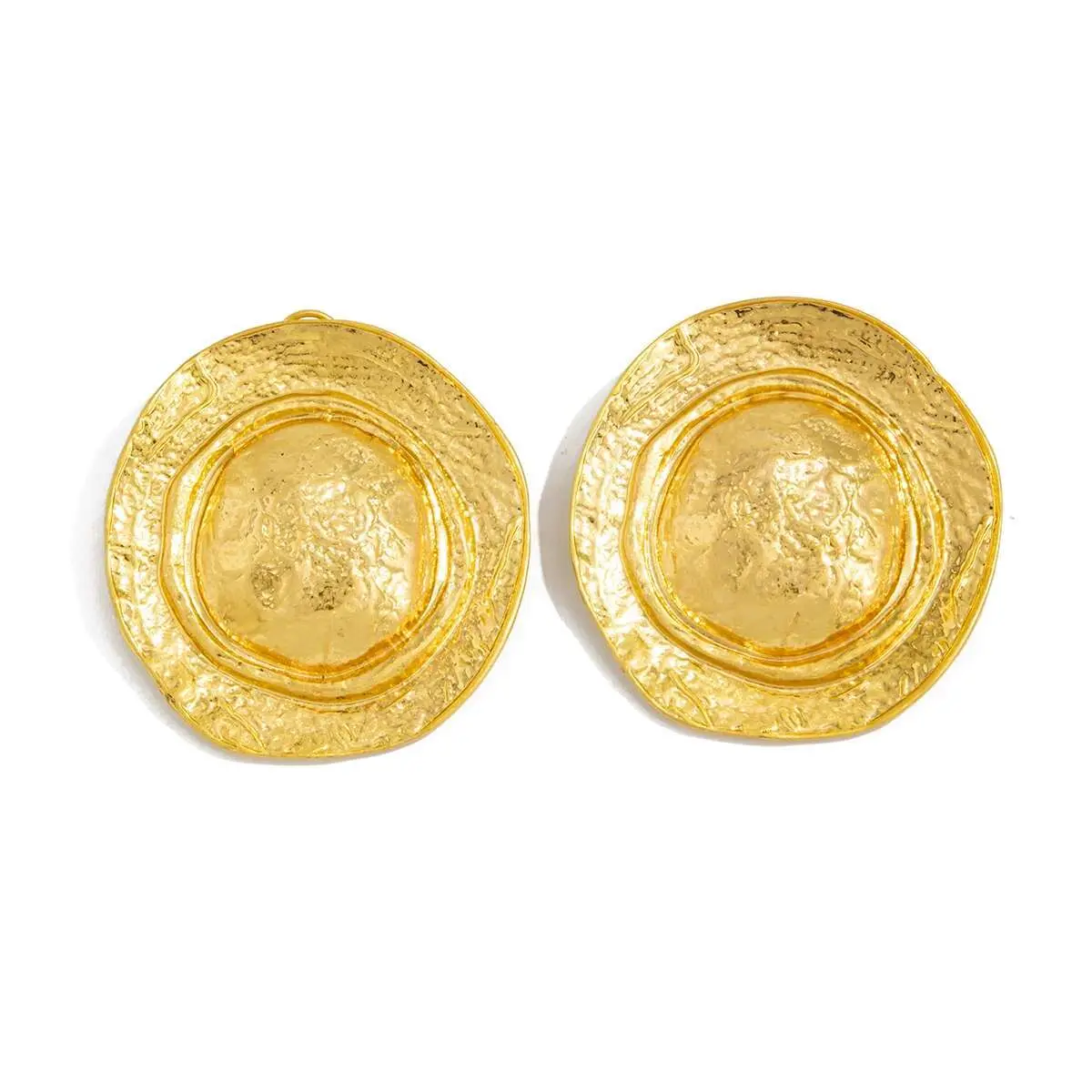 Ingemark Exquisite Trendy Large Round Hat Stud Earrings Vintage Elegant Gold Color Earrings Engagement Birthday Party Jewelry