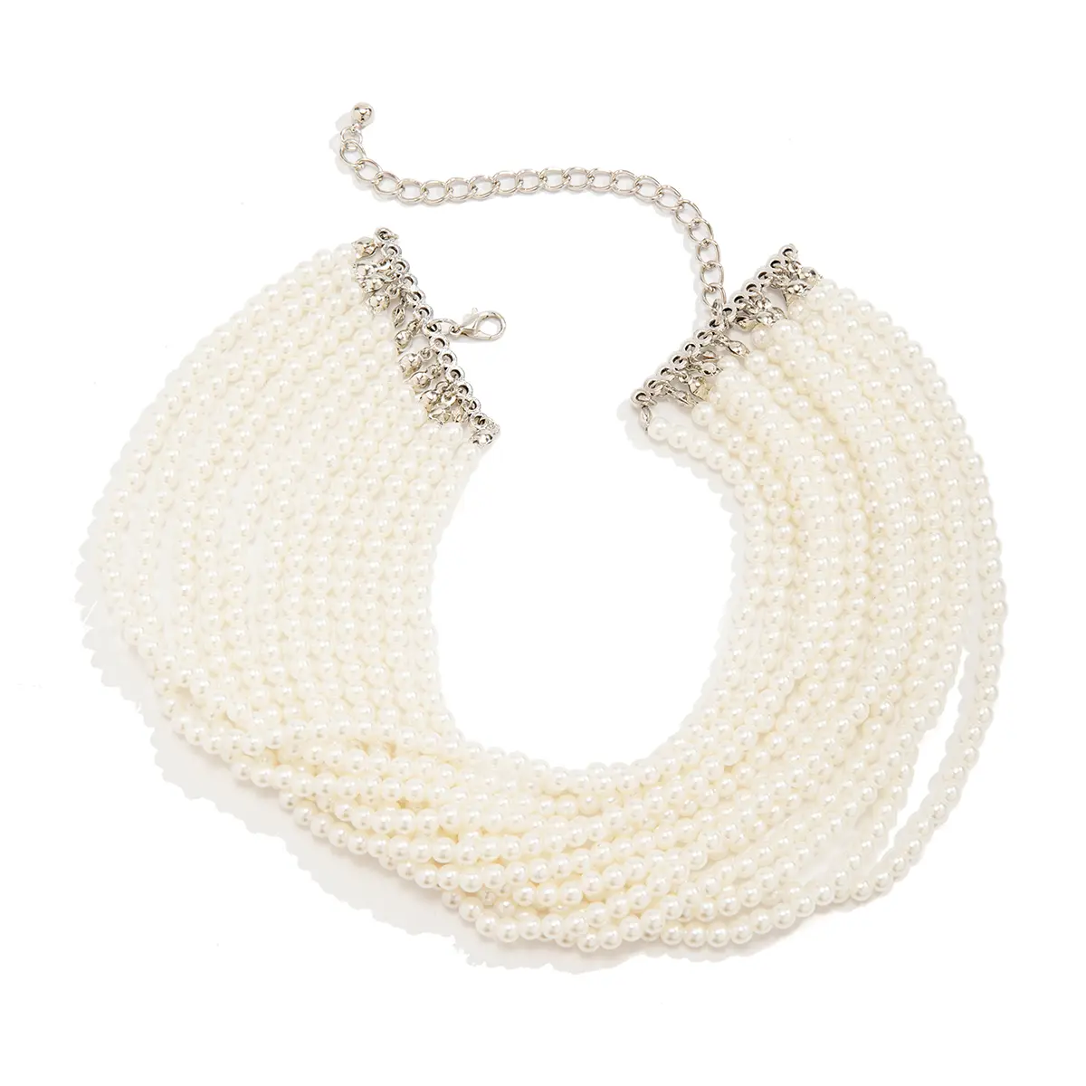 Multilayer Elegant Imitation Pearl Chunky Beads Chain Necklace for Women Wedding Bridal Goth Clavicle Choker Neck Accessories