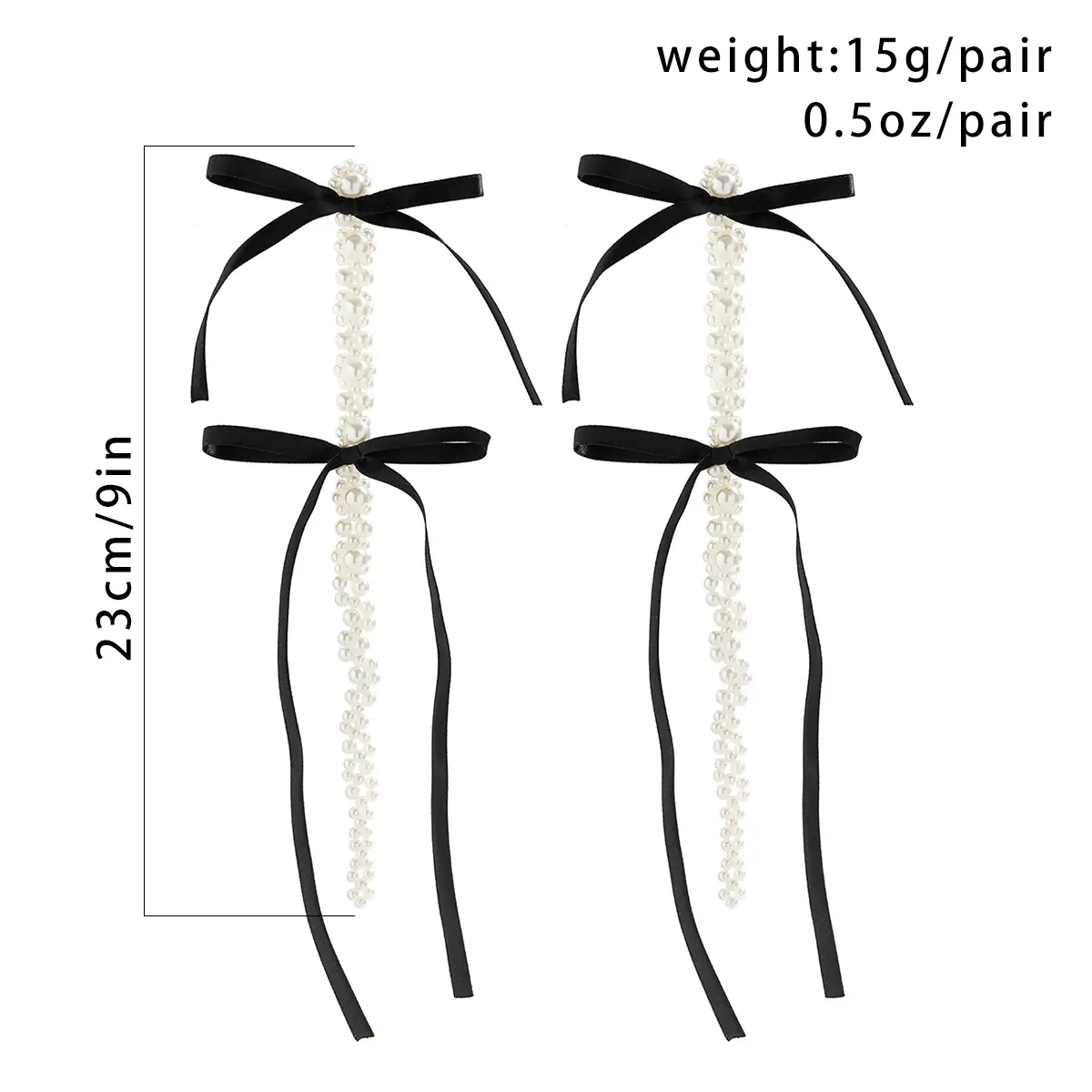 Elegant Long Tassel Ribbon Bowknot Pendant Drop Earrings for Women Wedding Kpop Goth Imitation Pearl Bow Earring Banquet Jewelry