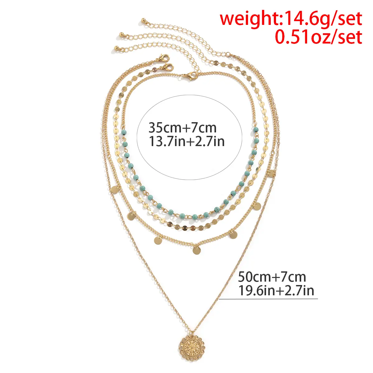 4Pcs/Set Boho Stone Flower Plate Pendant Choker Necklace for Women Vintage Gold Color Adjustable Chain Aesthetic Jewelry Gift