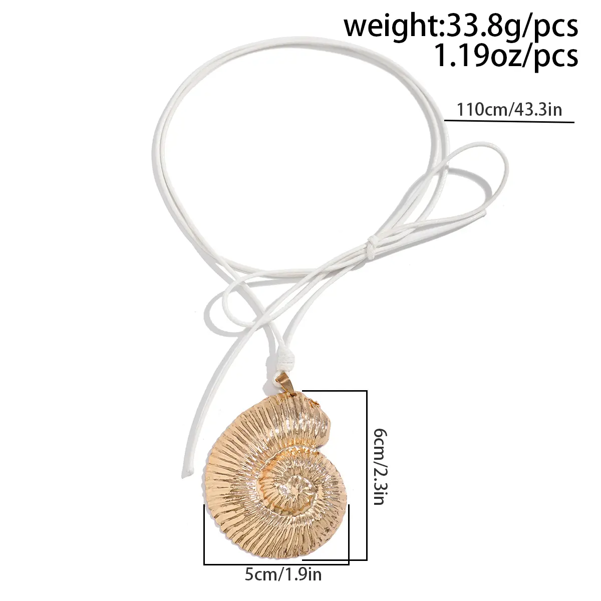 110CM Adjustable Leather Wax Thread Rope Chain With Large Heavy Conch Snail Pendant Necklace Women Bowknot Choker Y2K Jewelry