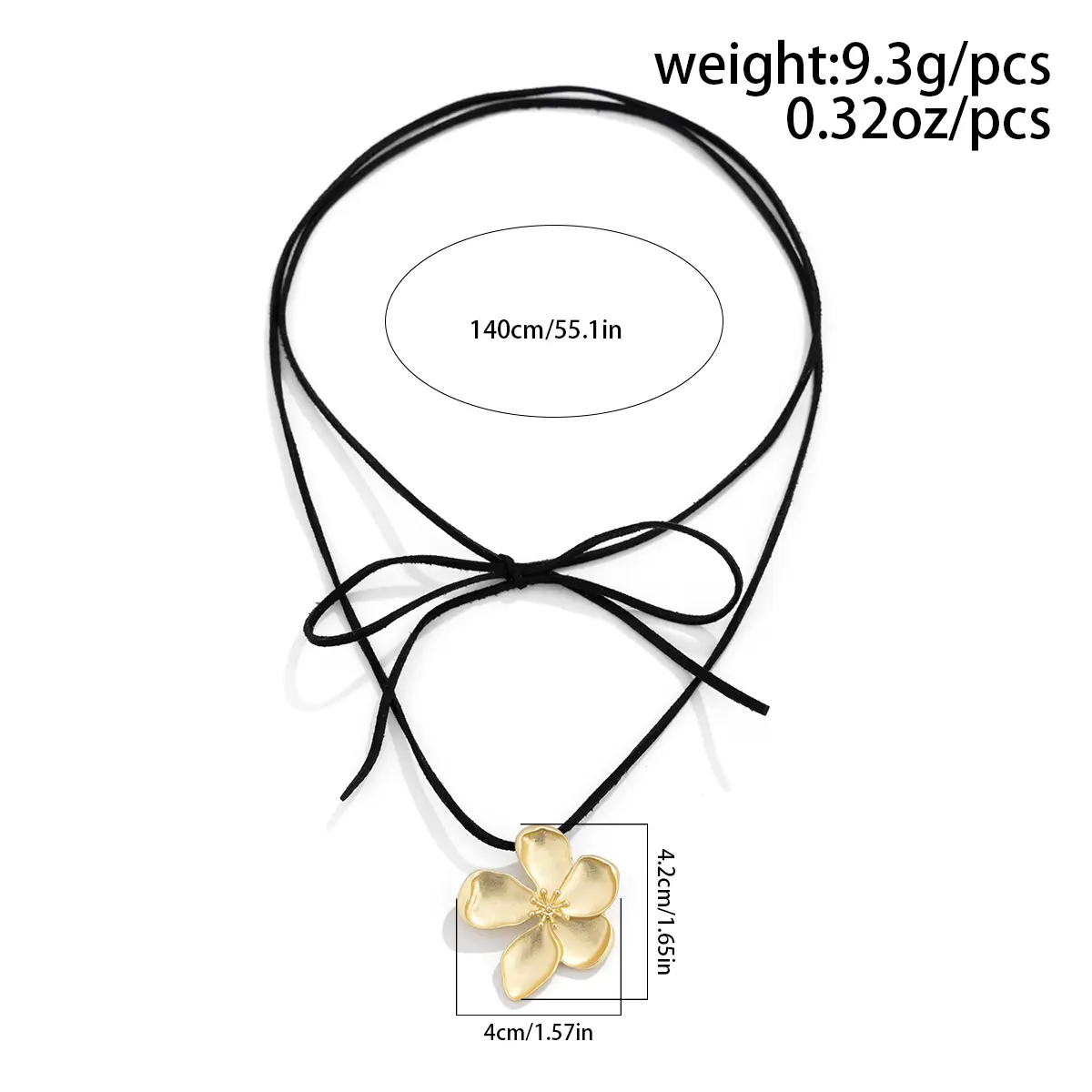 Ingemark Elegant Black Adjustable Bow Bowknot Rope Chain Necklace for Women KpopPetal Flower Choker Aesthetic Wed Jewelry Gift