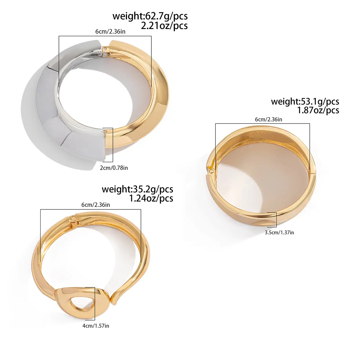 Ingemark Exaggerated Punk Irregular Wide Cuff Bangle for Women Vintage Gold Color Chunky Metal Bracelets Men Hand Jewelry Gift