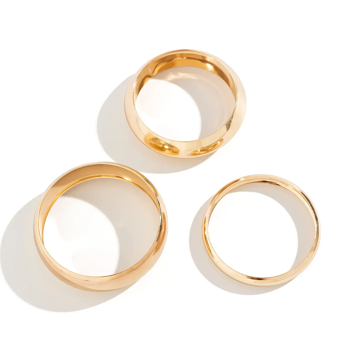 Ingemark 3Pcs Punk Round Glossy Closed Bangles for Women Trend Vintage Big Metal Arm Bracelet Couple Grunge Jewelry Steampunk