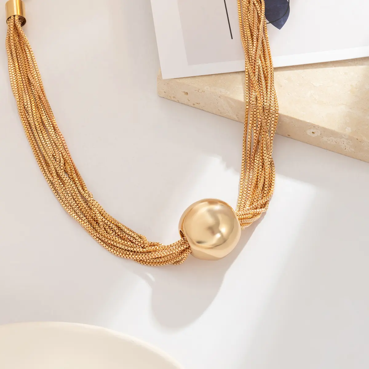 Ingemark Gothic Twisted Chunky Chain Necklace for Women Vintage Big Ball Pendant Choker Clavicle Link Grunge Jewelry Steampunk