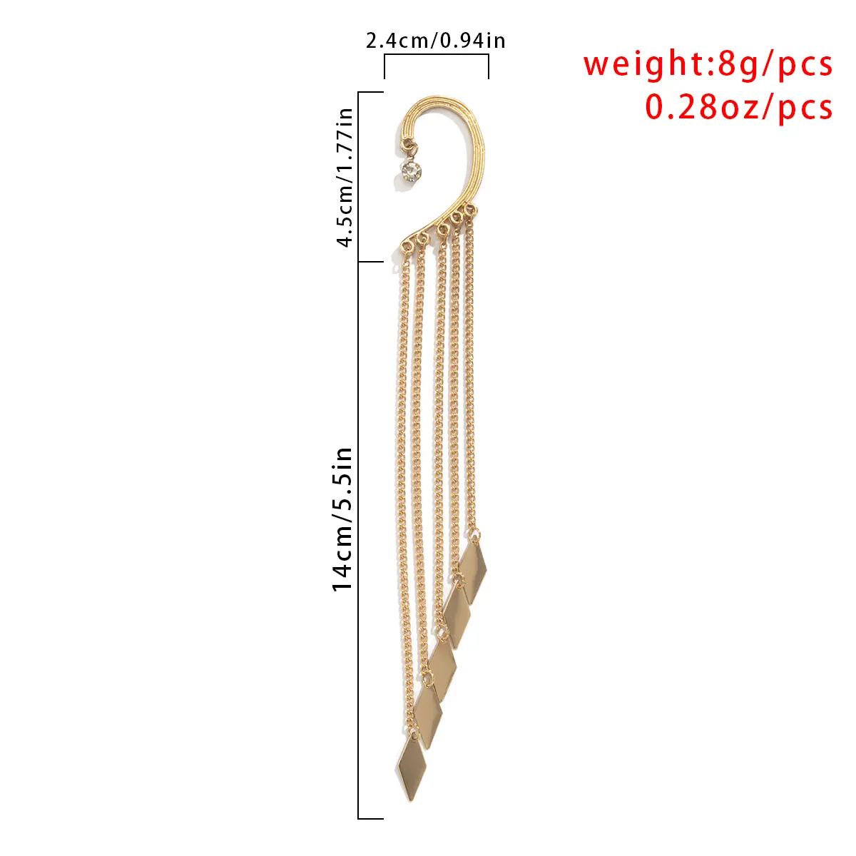 Ingemark Kpop Long Tassel Clip Earring for Women Ladies No Piercing Fake Cartilage Exquisite Ear Bone Clips Pendientes Jewelry