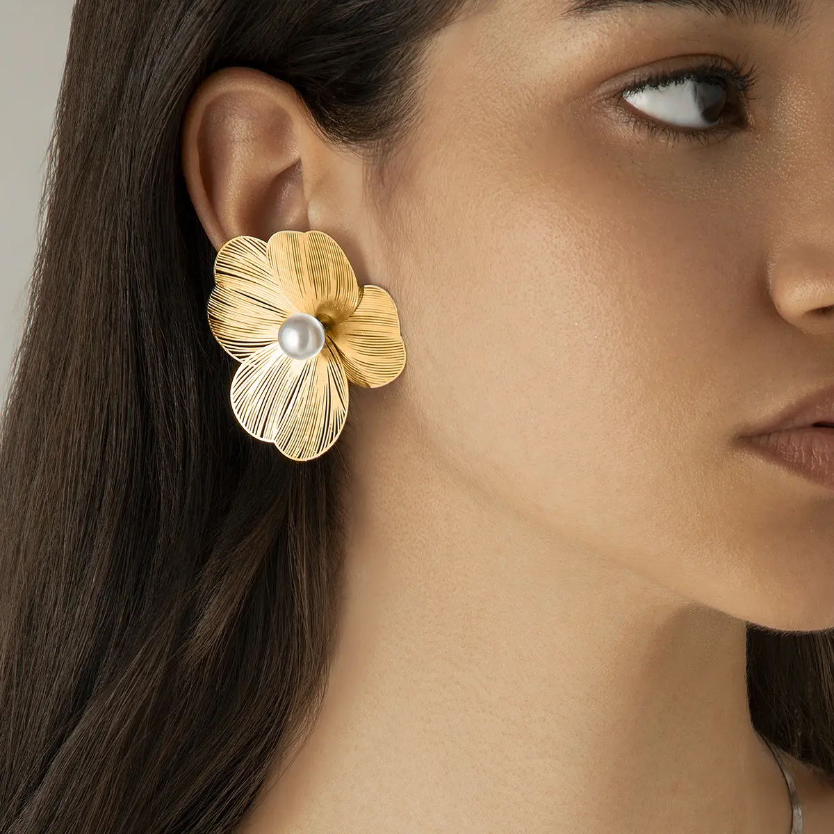 Ingemark Punk Vintage Metal Petal Flower Stud Earrings Women Girls Trend 2024 Goth Geometric Piercing Earring Jewelry Steampunk