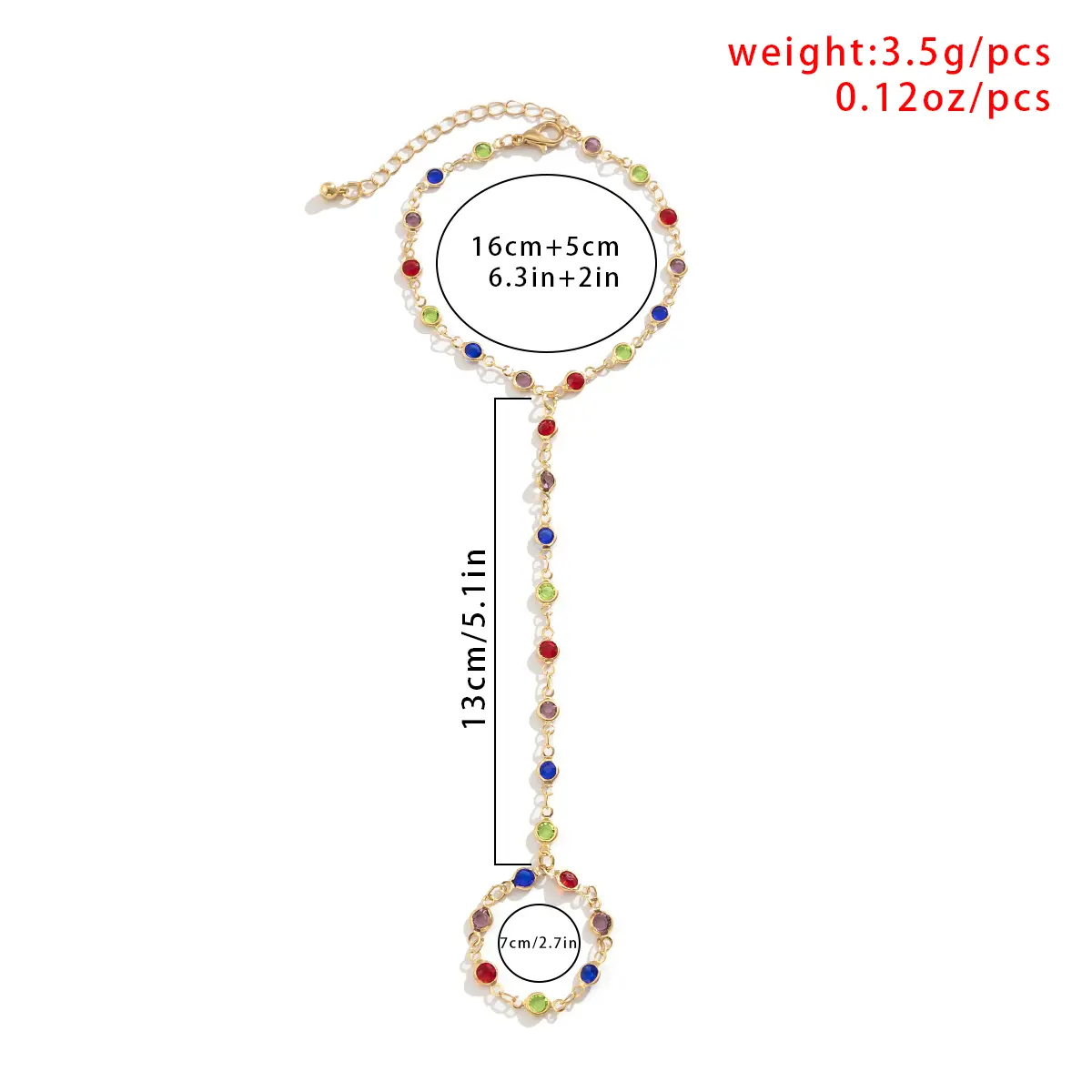 Boho Creative Simple Crystal Finger Bracelet For Women Gold Color Link Chains Connecting Hand Harness Bangles Y2K Jewelry Gift