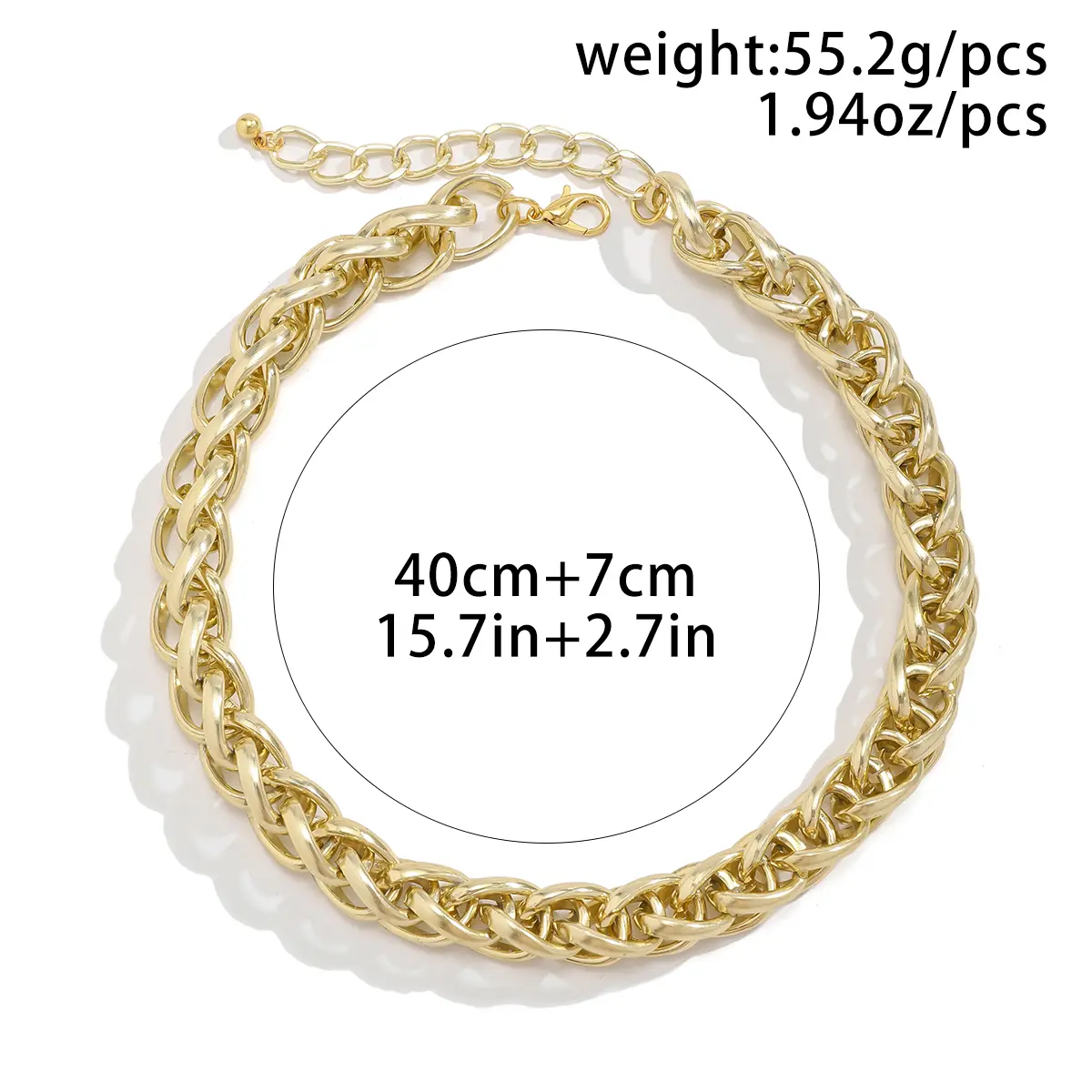 Goth Creative Big Chunky Heavy Metal Chain Necklace for Women Collares Punk Twisted Lock Choker Grunge Jewelry Steampunk Men New