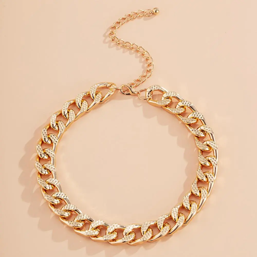 High Quality Cuban Choker Necklace Collares Punk Vintage Chunky Thick Link Aluminum Chain for Women New Year Jewelry Accessories