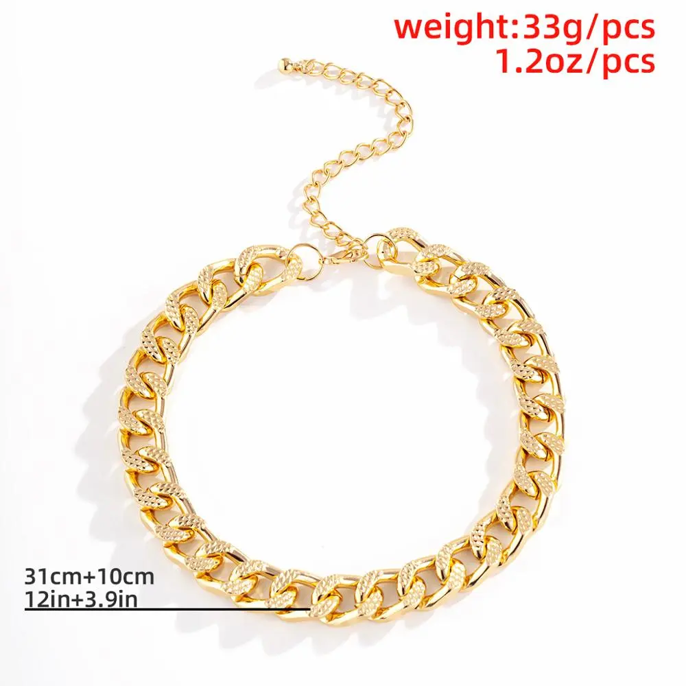 High Quality Cuban Choker Necklace Collares Punk Vintage Chunky Thick Link Aluminum Chain for Women New Year Jewelry Accessories