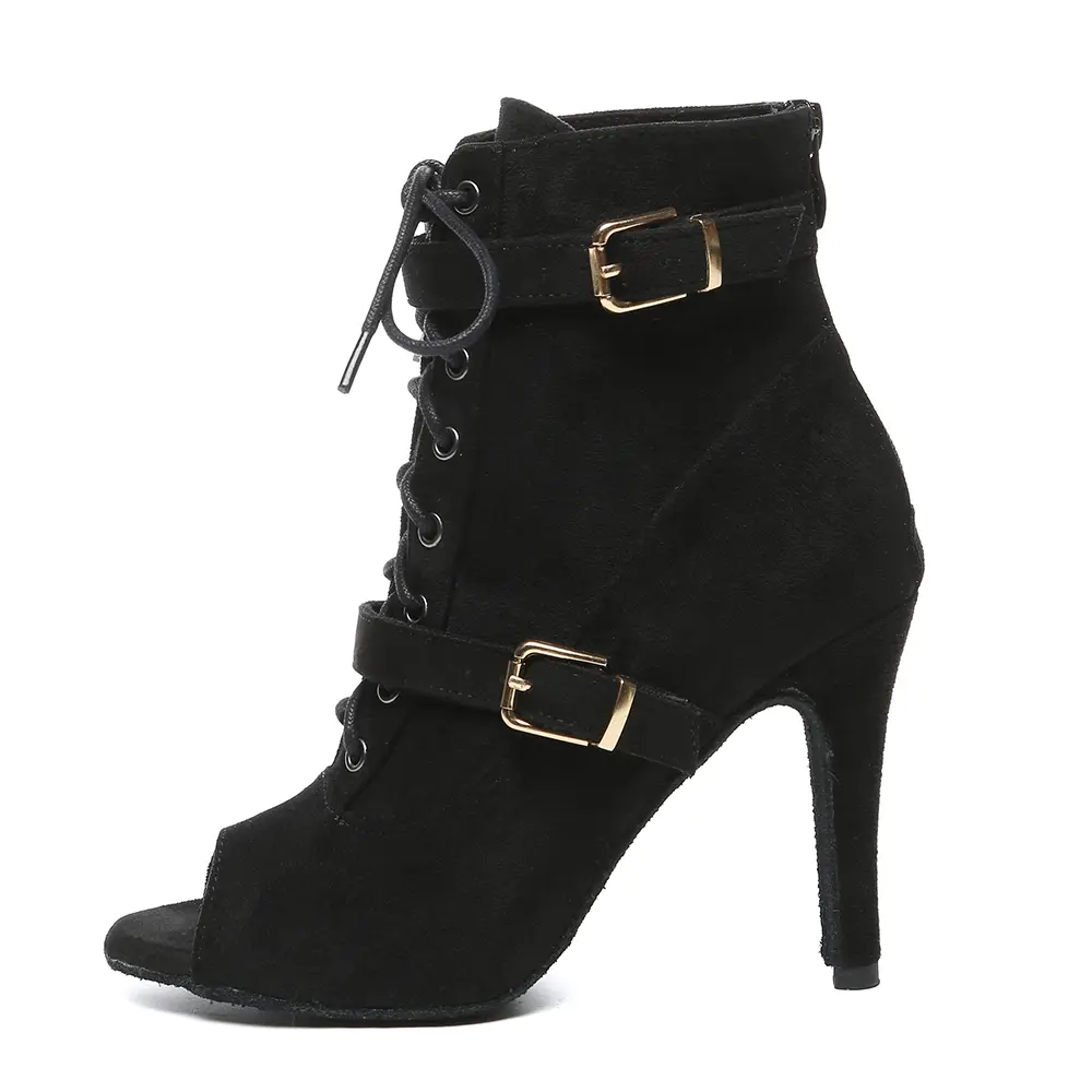 Women Dancing Shoes High-Heeled Party Dance Boots Ladies Girls Open Toe Lace Up Stiletto Bootie Woman Ballroom Dance shoes