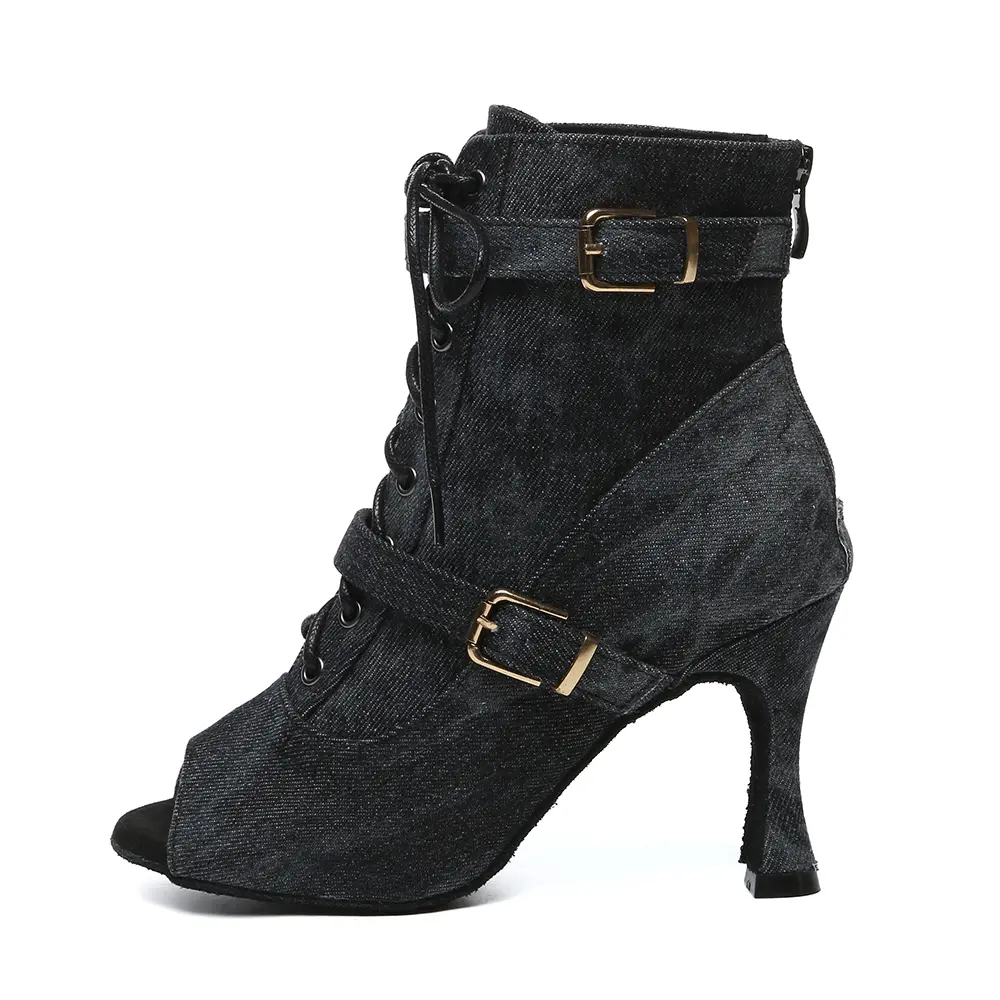 Women Dancing Shoes High-Heeled Party Dance Boots Ladies Girls Open Toe Lace Up Stiletto Bootie Woman Ballroom Dance shoes