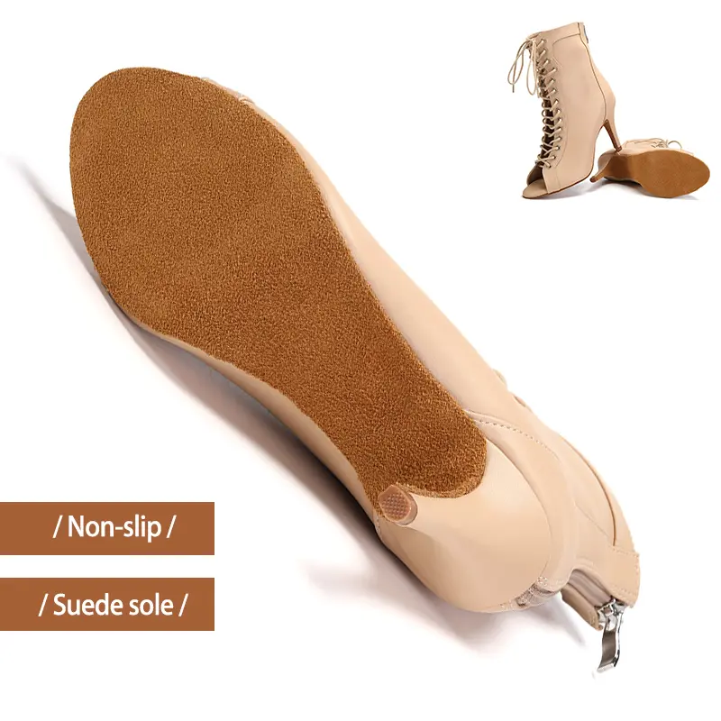 DKZSYIM New Women's Spring/Autumn Boots Stilettos Women Latin Dance High Heels Boots Fish Mouth Thin Heel Ladies Ballroom Shoes