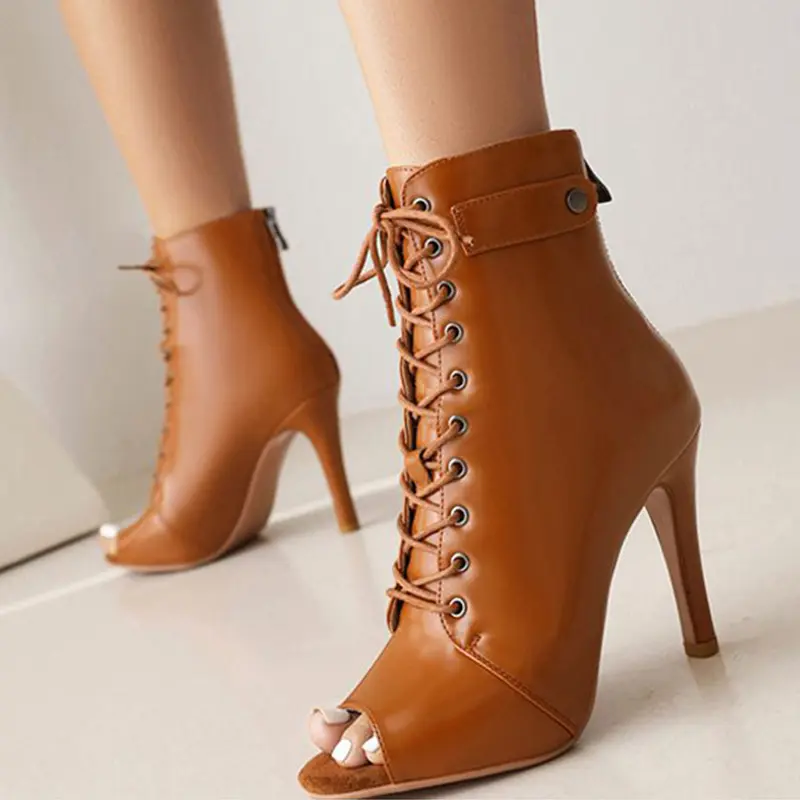 DKZSYIM Woman Latin Dance Shoes leather Party Tango Dance Booties for Women Salsa Dance Heels Ballroom Shoes Sexy Stilettos