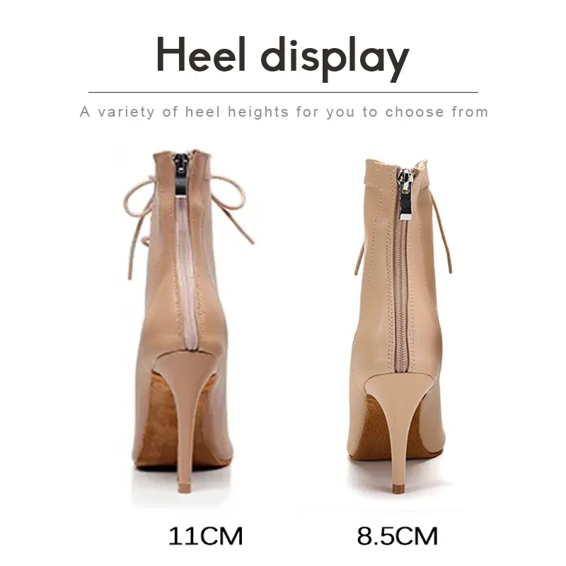 DKZSYIM New Women's Spring/Autumn Boots Stilettos Women Latin Dance High Heels Boots Fish Mouth Thin Heel Ladies Ballroom Shoes
