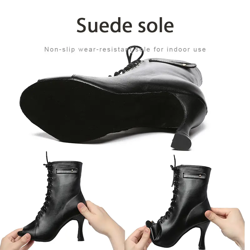 DKZSYIM Women Ballroom Dance Boots Tango Pole Dance Shoes For Women Sexy stilettos High Heels Fashion Salsa Party Dance Shoes