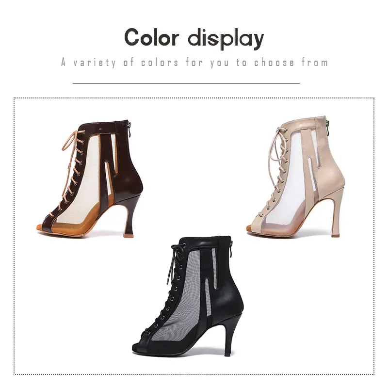 DKZSYIM New Women's Latin Dance Shoes Ladies Mesh High Heels Salsa Dancing Shoes Girls Party Pole Dancing Shoes Ballroom Woman