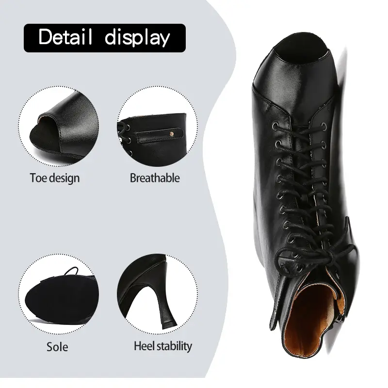 DKZSYIM Women Ballroom Dance Boots Tango Pole Dance Shoes For Women Sexy stilettos High Heels Fashion Salsa Party Dance Shoes