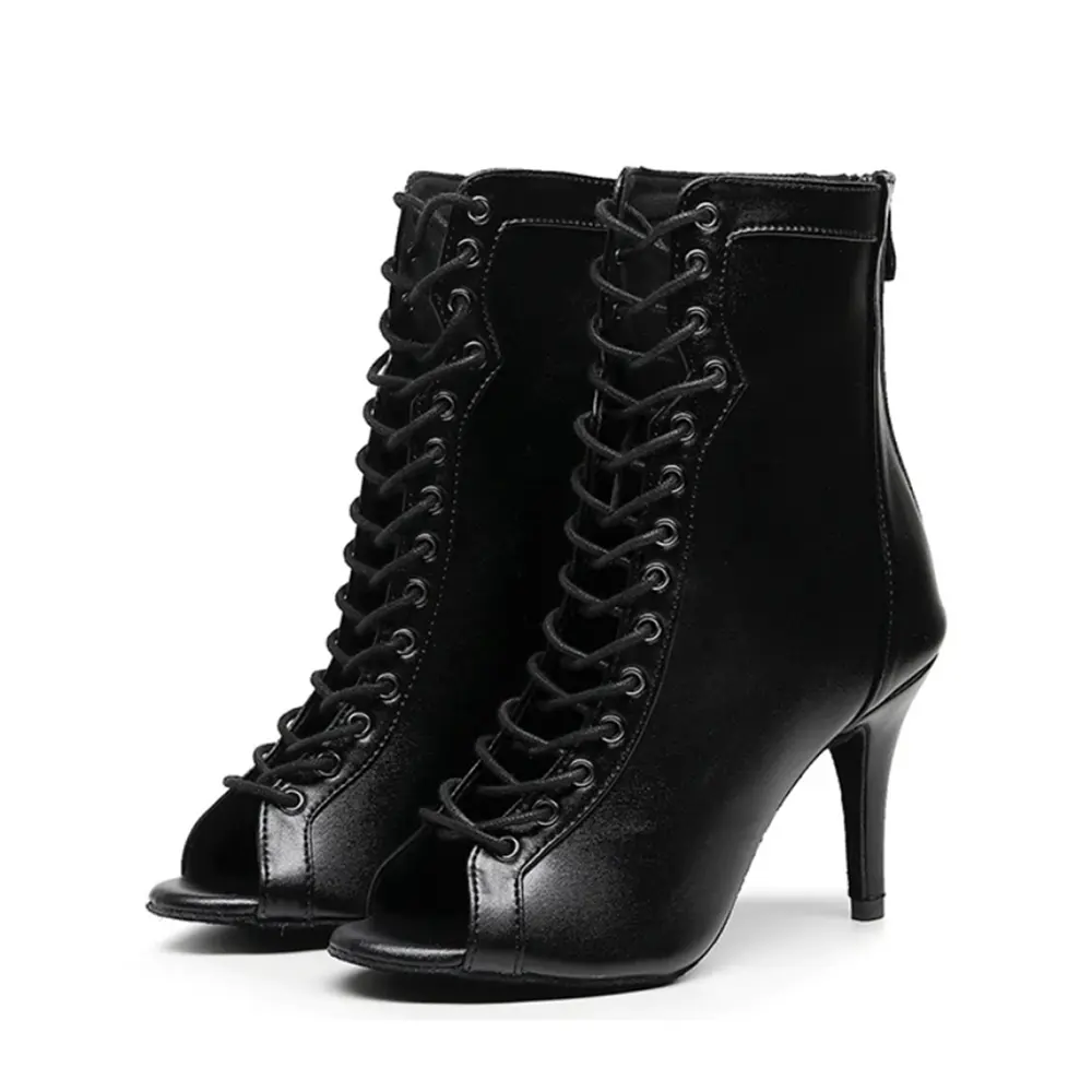 DKZSYIM New Women's Spring/Autumn Boots Sexy Stilettos Women Latin Dance Boots Black High Heels soft sole Ladies Ballroom Shoes
