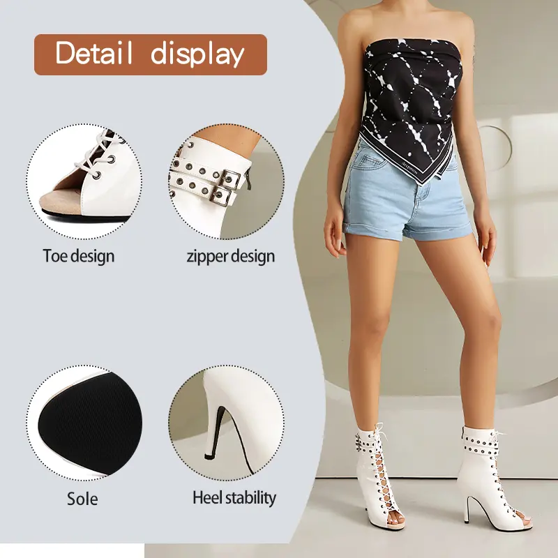 Sexy Stilettos Women Peep-Toe Dance Shoes Dance Booties Girls Ladies Latin Salsa Boots High Heels Women Ballroom Dance Shoes