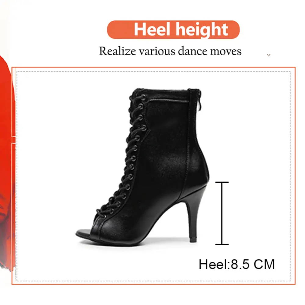 DKZSYIM New Women's Spring/Autumn Boots Sexy Stilettos Women Latin Dance Boots Black High Heels soft sole Ladies Ballroom Shoes
