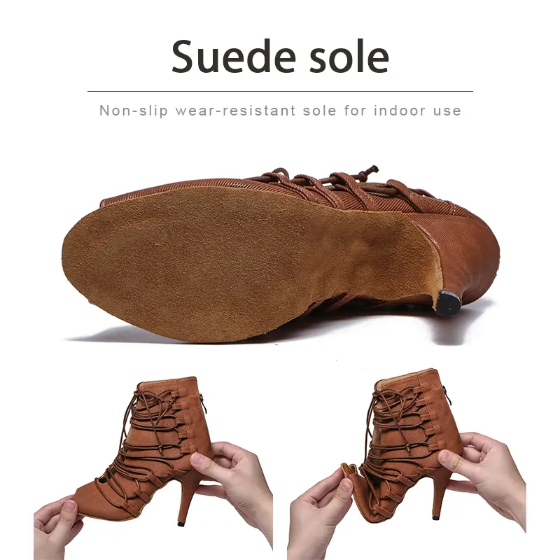 DKZSYIM Women Sexy stilettos Women's Latin Dance Shoes Salsa Dancing Shoes Girls Ankle boots Ballroom High Heels Dance Shoes
