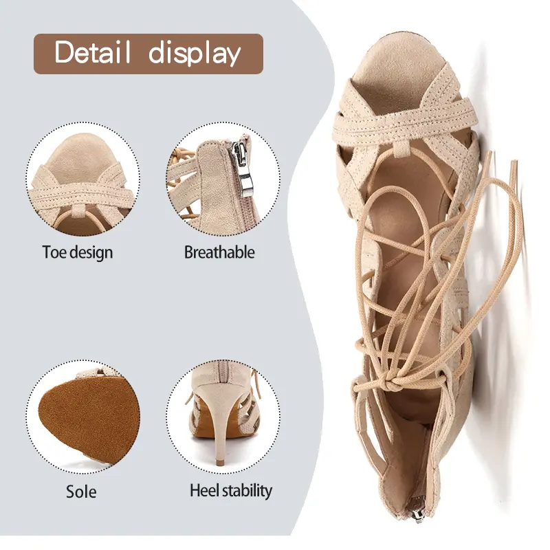 DKZSYIM Women Latin Dance Shoes High Heels Cut-Outs Thin Heels Dance Boots For Ladies Women's Dancing shoes SALSA/Ballroom