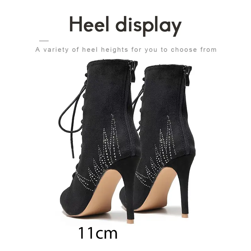 DKZSYIM Women Suede Black Boots Latin Dance Shoes High Heels Dance Shoes Salsa Dancing Shoes Sexy Stilettos For Women Spring