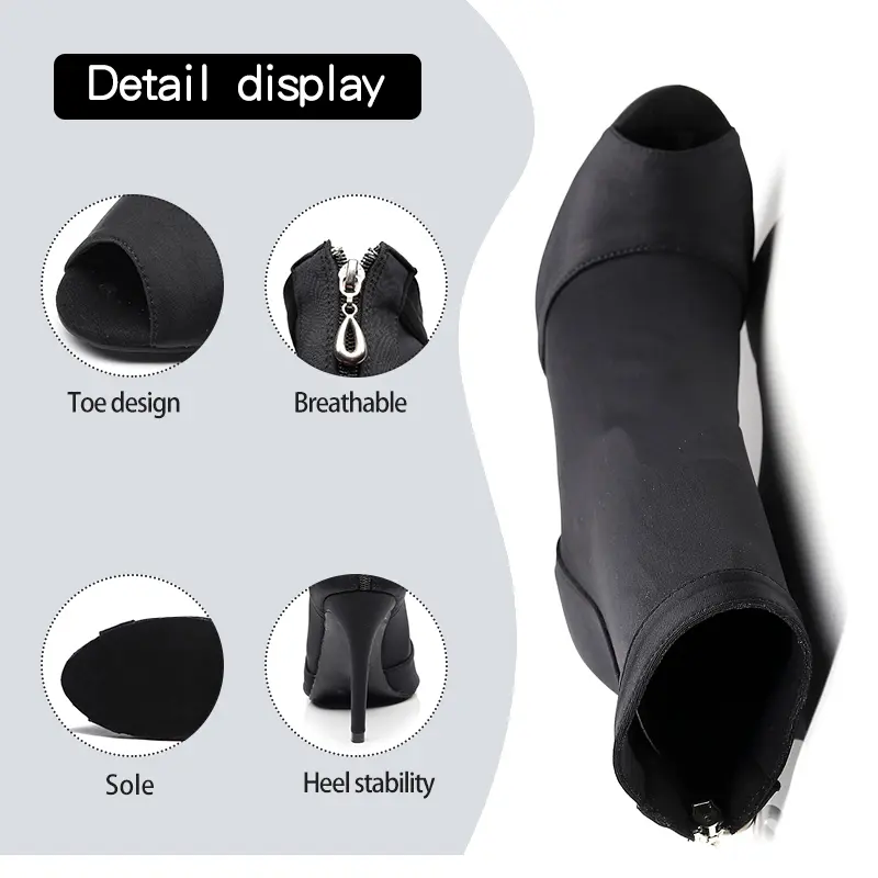 DKZSYIM Latin Dance Shoes Woman Sexy Stilettos Tango Boots Ballroom Party Dance Booties Women's Dancing Shoes Ladies 6-10CM