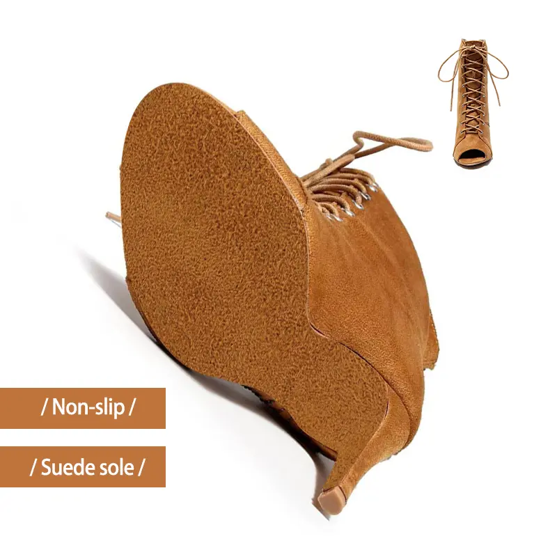 DKZSYIM Women Suede Black Boots Latin Dance Shoes High Heels Dance Shoes Salsa Dancing Shoes Sexy Stilettos For Women Spring
