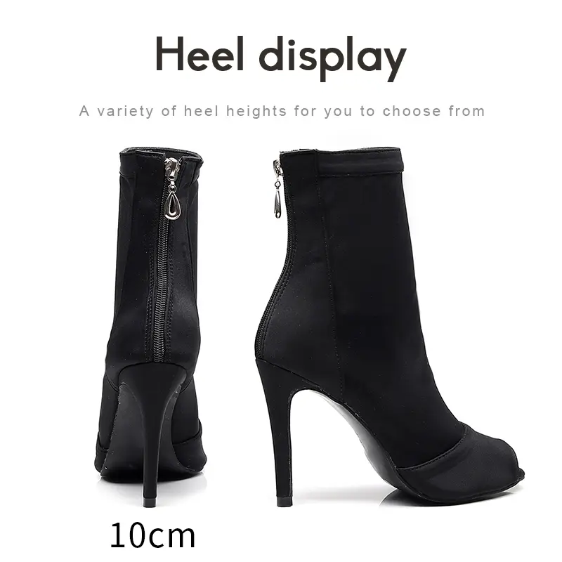 DKZSYIM Latin Dance Shoes Woman Sexy Stilettos Tango Boots Ballroom Party Dance Booties Women's Dancing Shoes Ladies 6-10CM