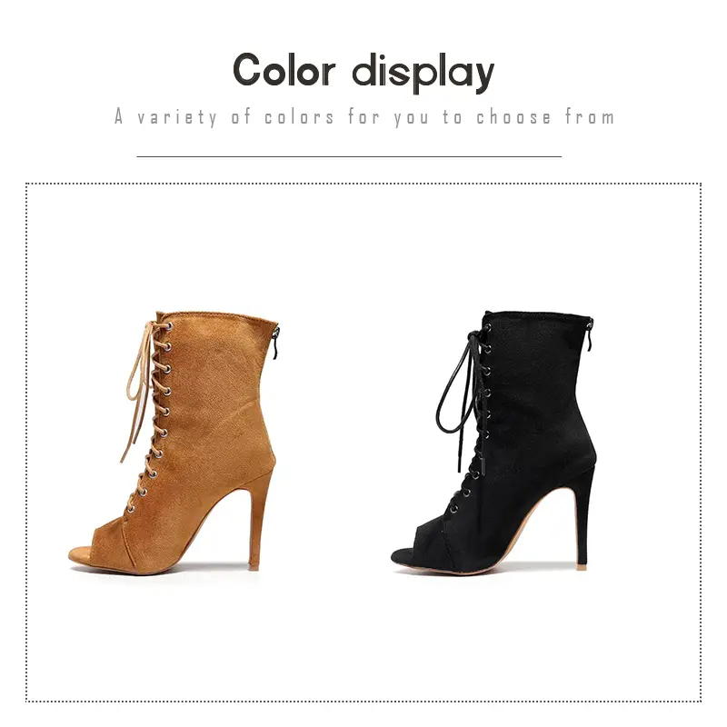 DKZSYIM Women Suede Black Boots Latin Dance Shoes High Heels Dance Shoes Salsa Dancing Shoes Sexy Stilettos For Women Spring