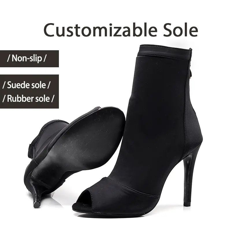 DKZSYIM Latin Dance Shoes Woman Sexy Stilettos Tango Boots Ballroom Party Dance Booties Women's Dancing Shoes Ladies 6-10CM