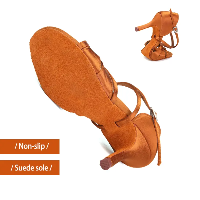 DKZSYIM New Latin Dance Shoes Women Ballroom Tango Dancing Shoes Suede Soles Silk Party Salsa Dance Shoes for Ladies Sandals