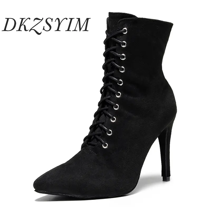 DKZSYIM Women's Dancing shoes Latin Dance Shoes High Top Women Ballroom Dance Boots Tango/Salsa Sexy stilettos Suede sole 2023