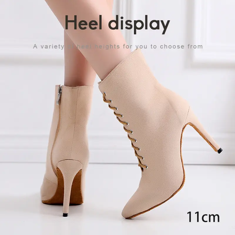 DKZSYIM Women's Dancing shoes Latin Dance Shoes High Top Women Ballroom Dance Boots Tango/Salsa Sexy stilettos Suede sole 2023