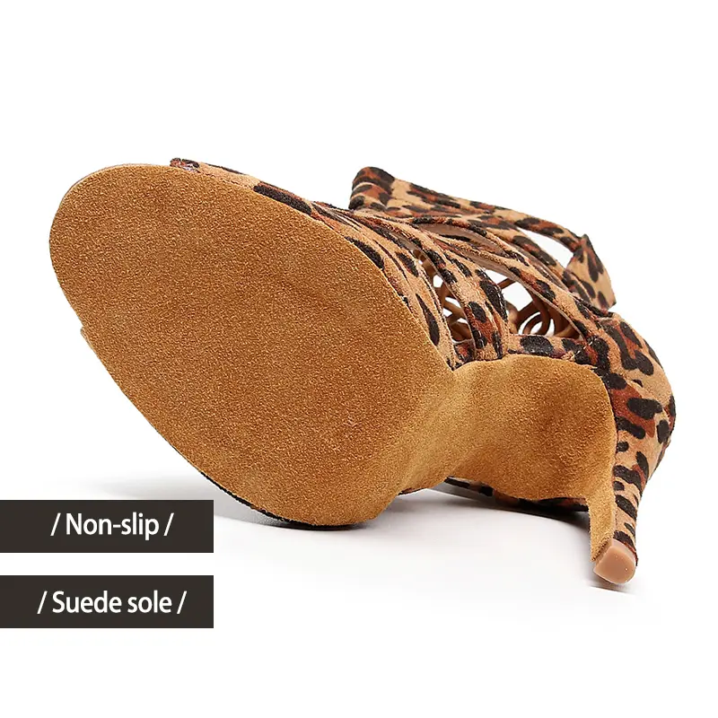 Woman Latin Dance Boots leopard Sexy Stilettos Girls Dancing Shoes Thin Heels Ladies Women Party Pole Ballroom Dancing Shoes