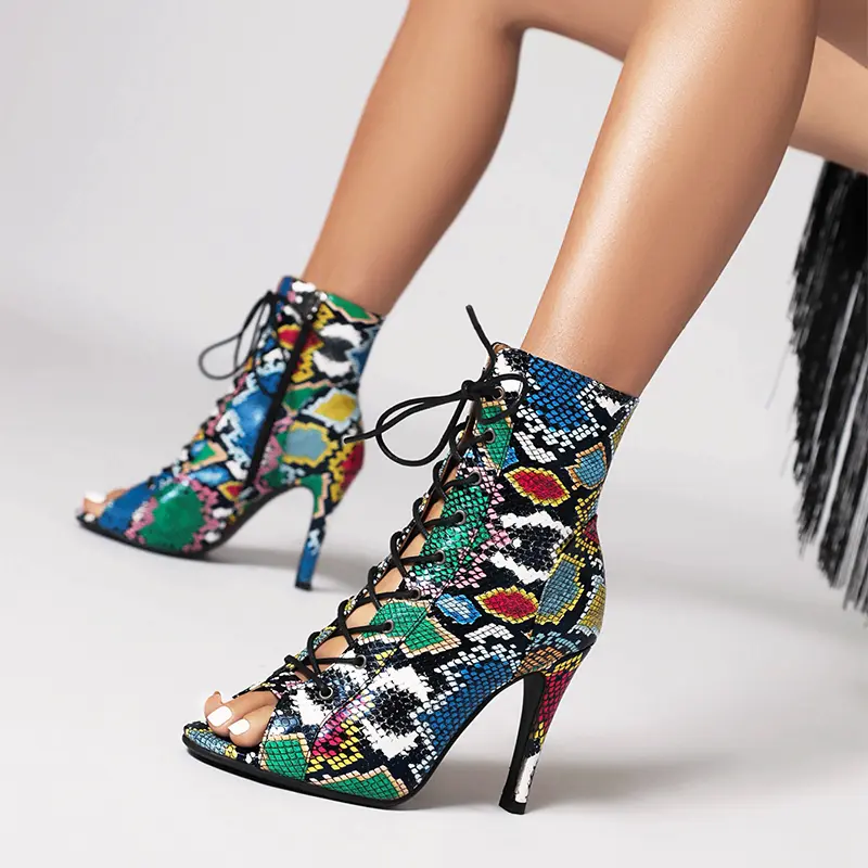 Sexy Stilettos Dance Boots Woman leather Latin Dance Shoes for Women's Party Boot Tango Salsa Dance Heels Ballroom Shoes