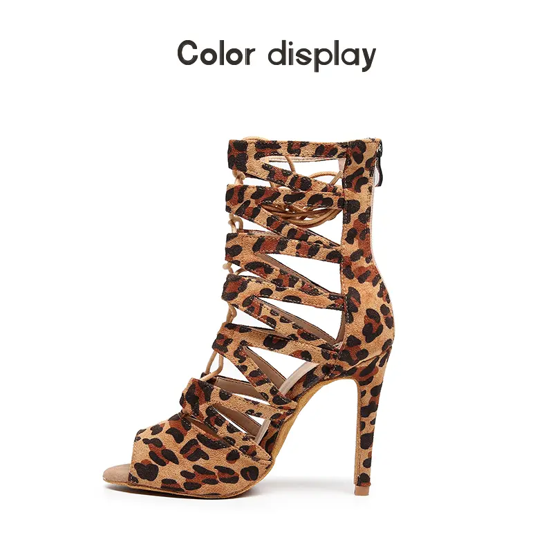 Woman Latin Dance Boots leopard Sexy Stilettos Girls Dancing Shoes Thin Heels Ladies Women Party Pole Ballroom Dancing Shoes