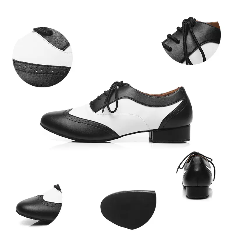 DKZSYIM Men Latin Dance Shoes Black Ballroom Dance Shoes Heels 2.5-4.5CM Professional Dance Salsa/Tango Shoes Hot Sale Wholesale
