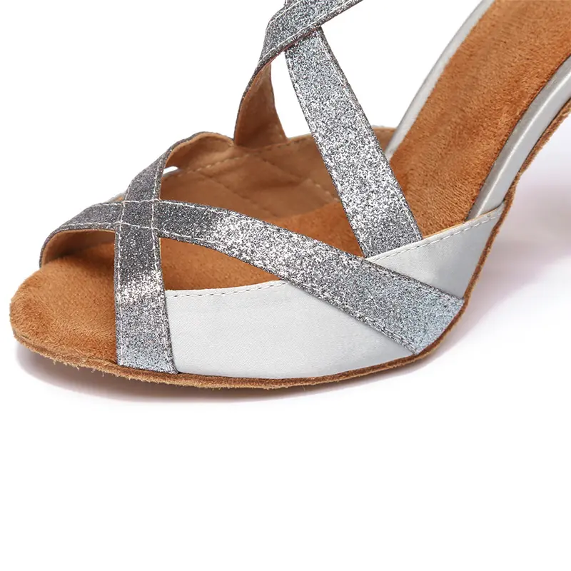 DKZSYIM Women Latin Dance Shoes Silk Pratice Dance Shoes Comfortable Ballroom Dancing Shoes Soft sole High Heels Wholesal