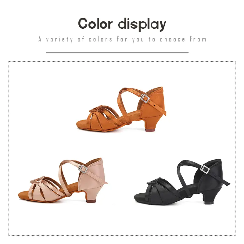DKZSYIM Girls Latin Dance Shoes Silk Tango Dance Shoes Salsa Dancing Shoes for Kids Dance Sandals Ballroom Women Heel 3/4CM