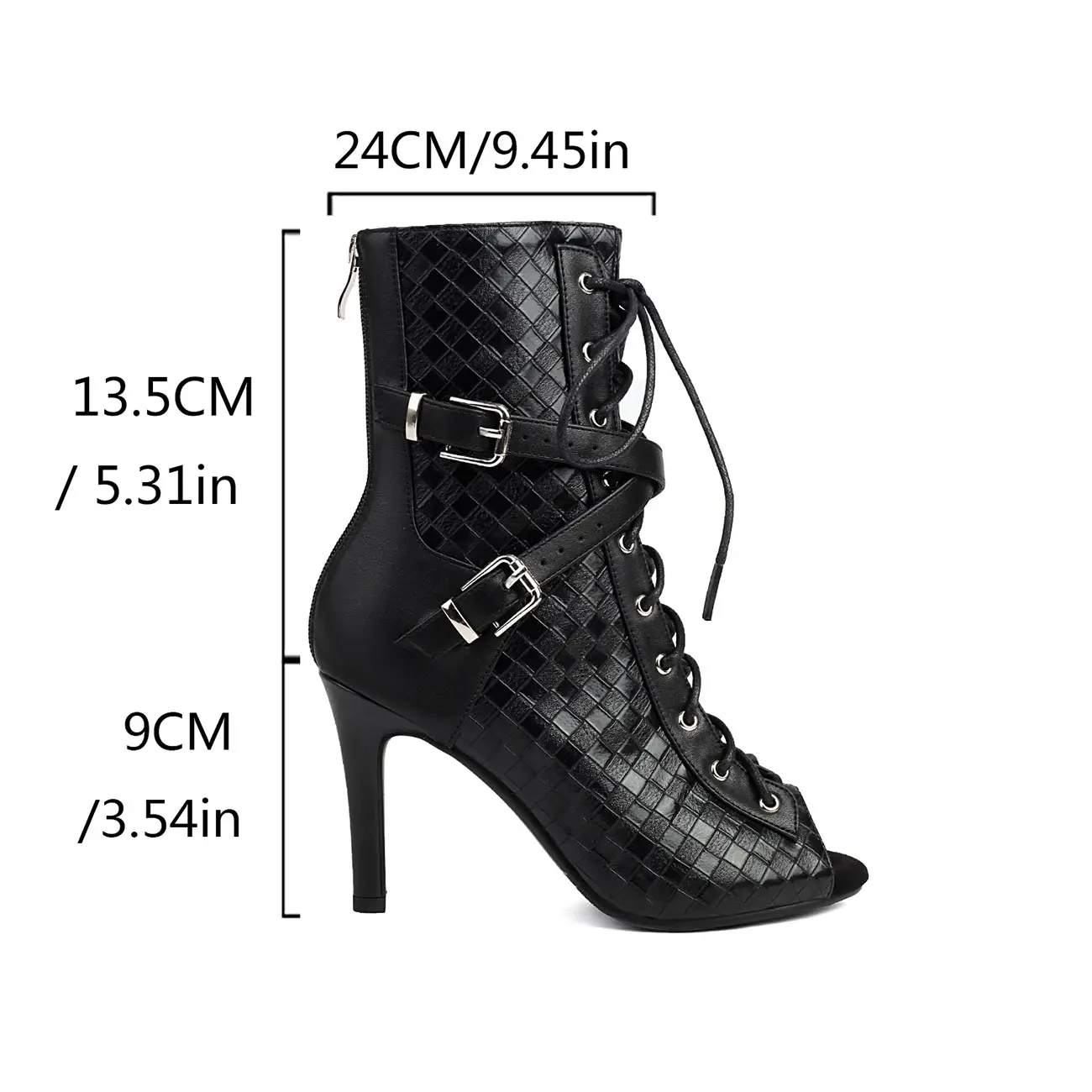 2024 New Sexy Women Dance Heels Black/White High Heels Shoes Peep Toe Boot Stilettos Female Latin Dancing Booties Big Size