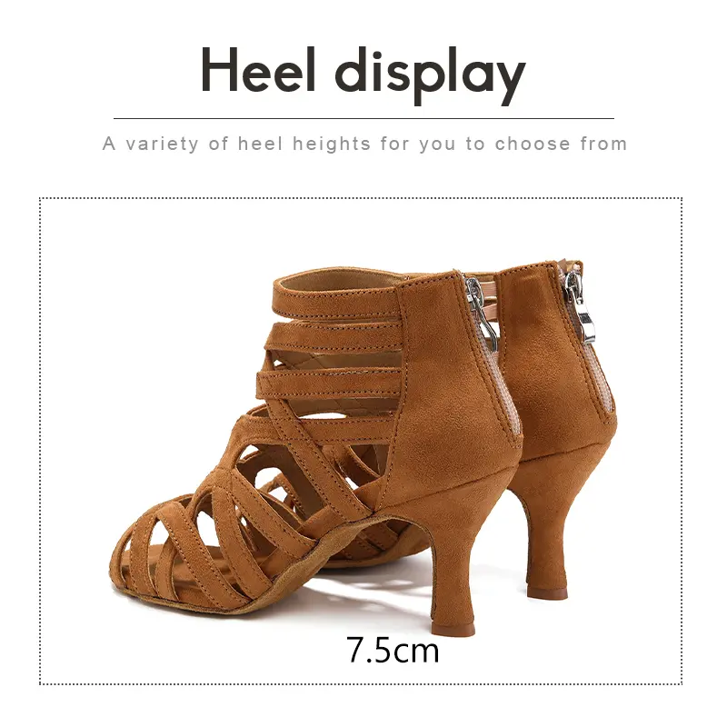 Women Latin Dance Shoes High-Heeled Party Shoes Ballroom Dance Boots hollow out sandals Performance Dance boots Tango Salsa