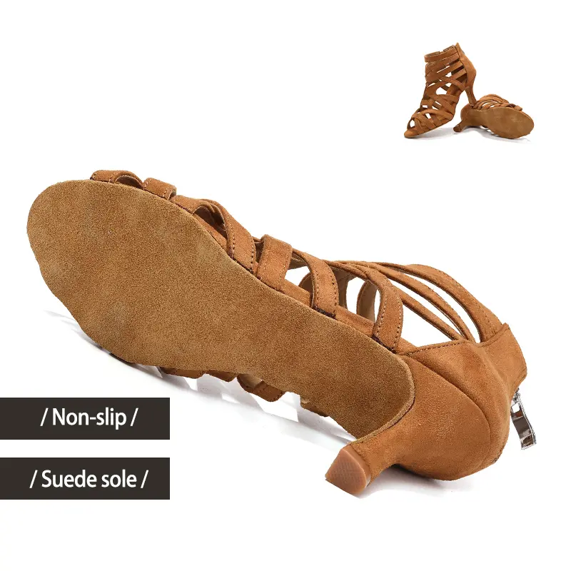 Women Latin Dance Shoes High-Heeled Party Shoes Ballroom Dance Boots hollow out sandals Performance Dance boots Tango Salsa