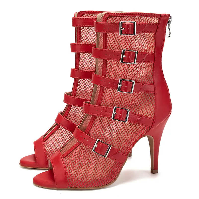 DKZSYIM Women Dance Shoes High Heels Sexy stilettos Latin Shoes Party Boots Red/Beige Salsa Dancing Shoes Ballroom Gilrs 2023